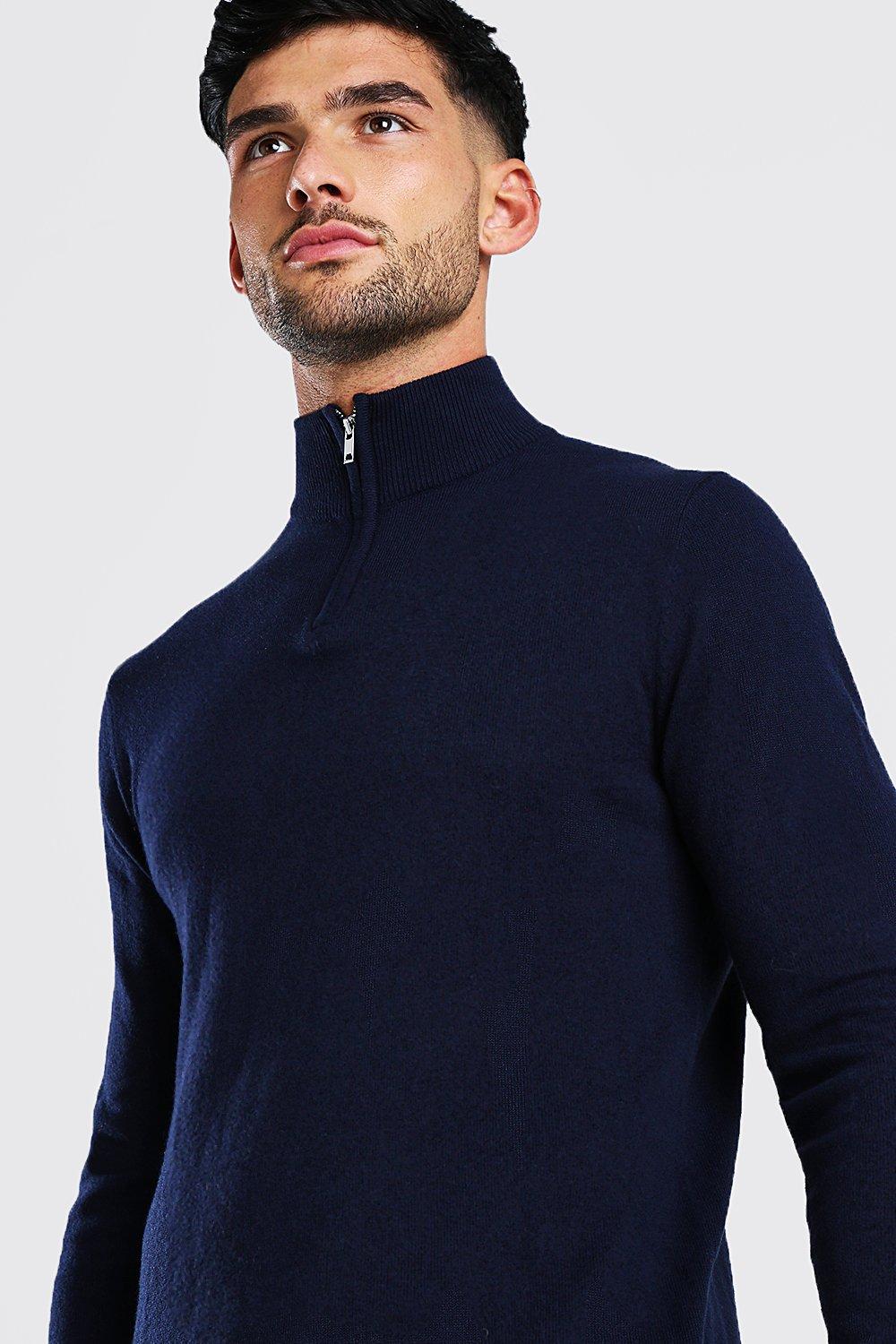 Maglione lupetto con zip corta a maniche lunghe